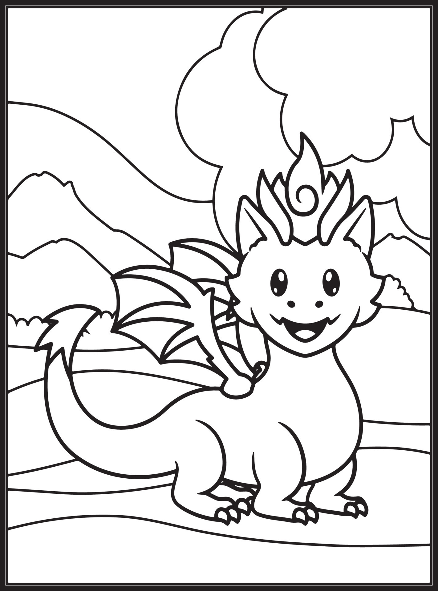 Dragon Coloring Pages for Kids 23156619 Vector Art at Vecteezy