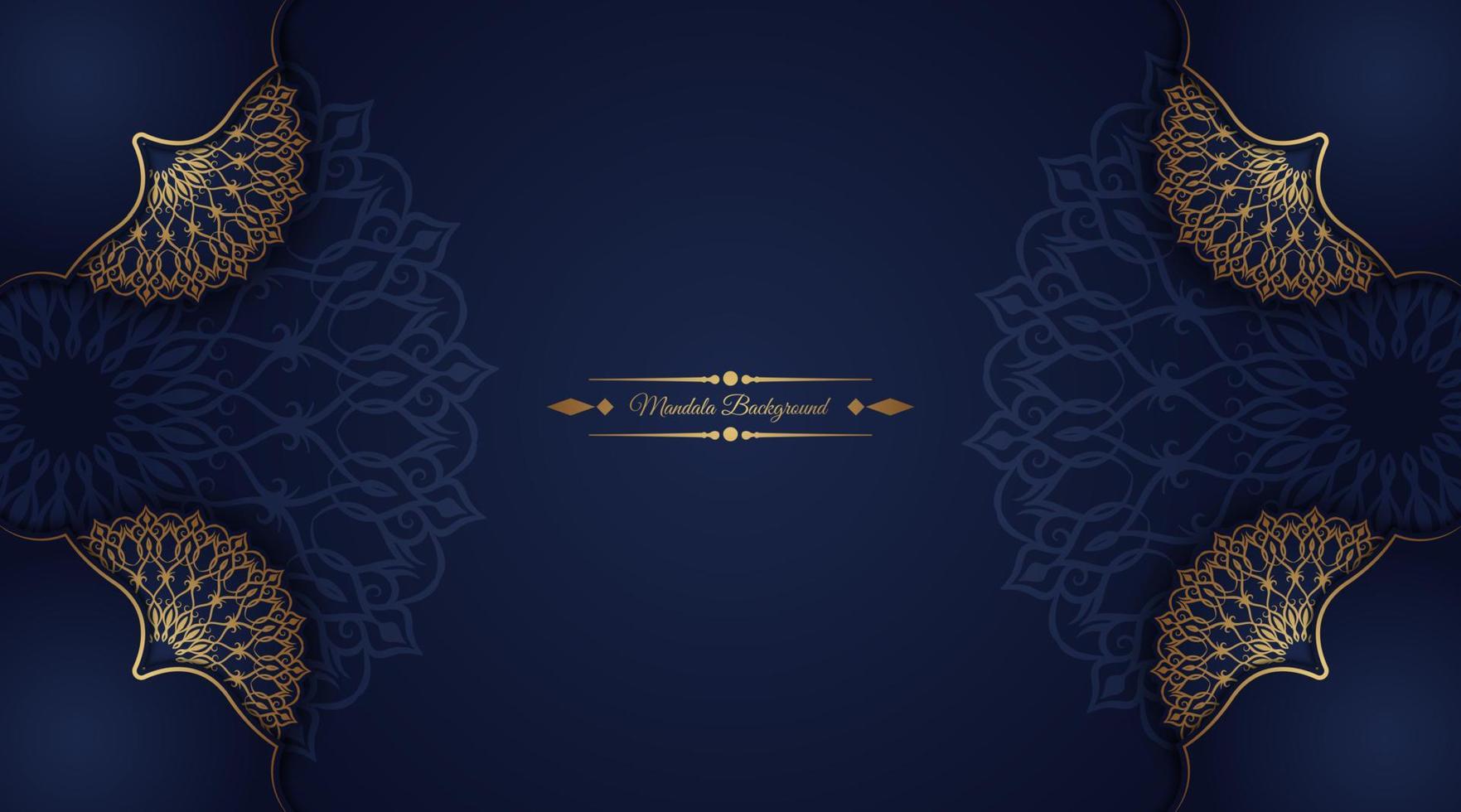 luxury mandala background, blue and gold, design vector