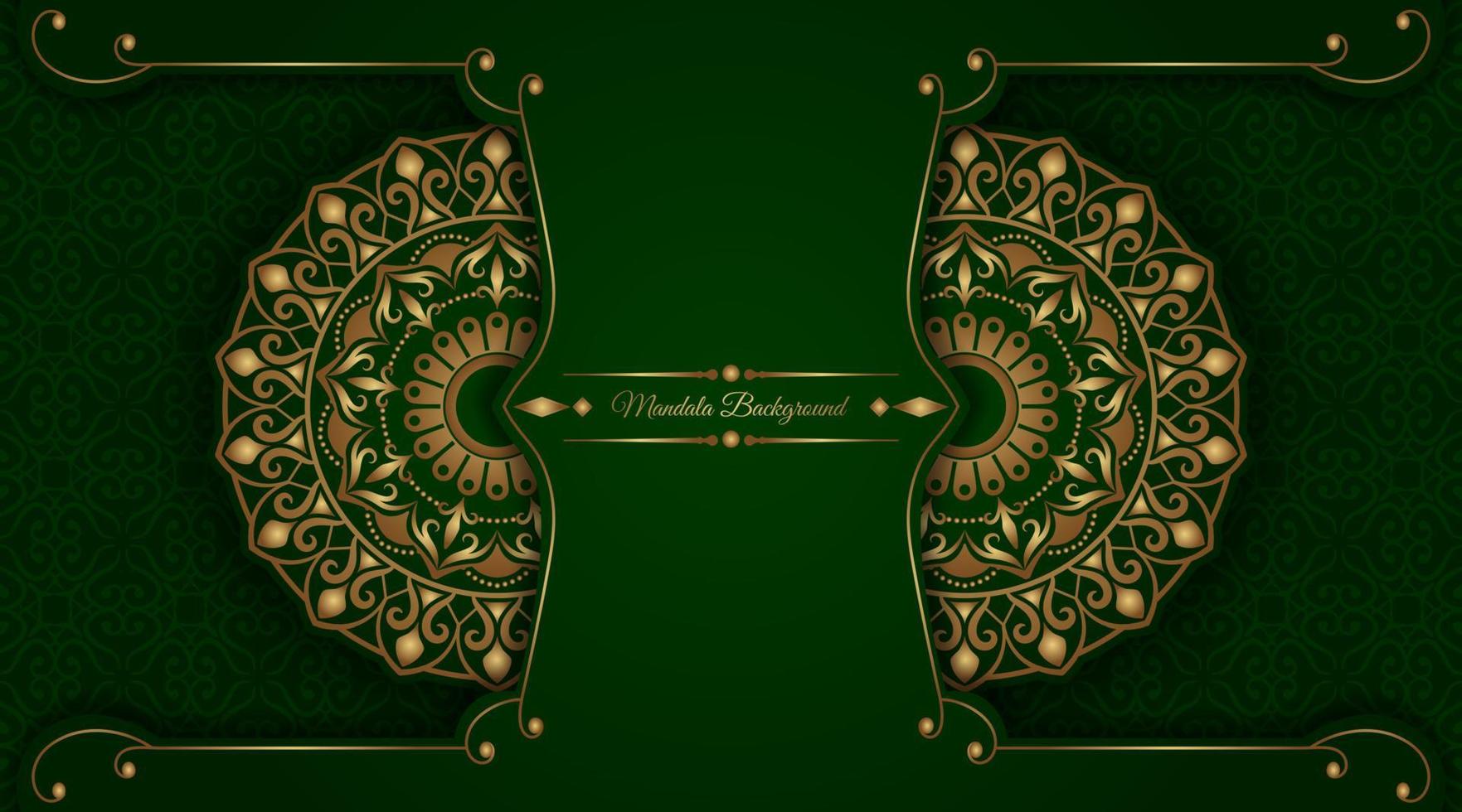 verde y dorado, fondo de mandala de lujo vector