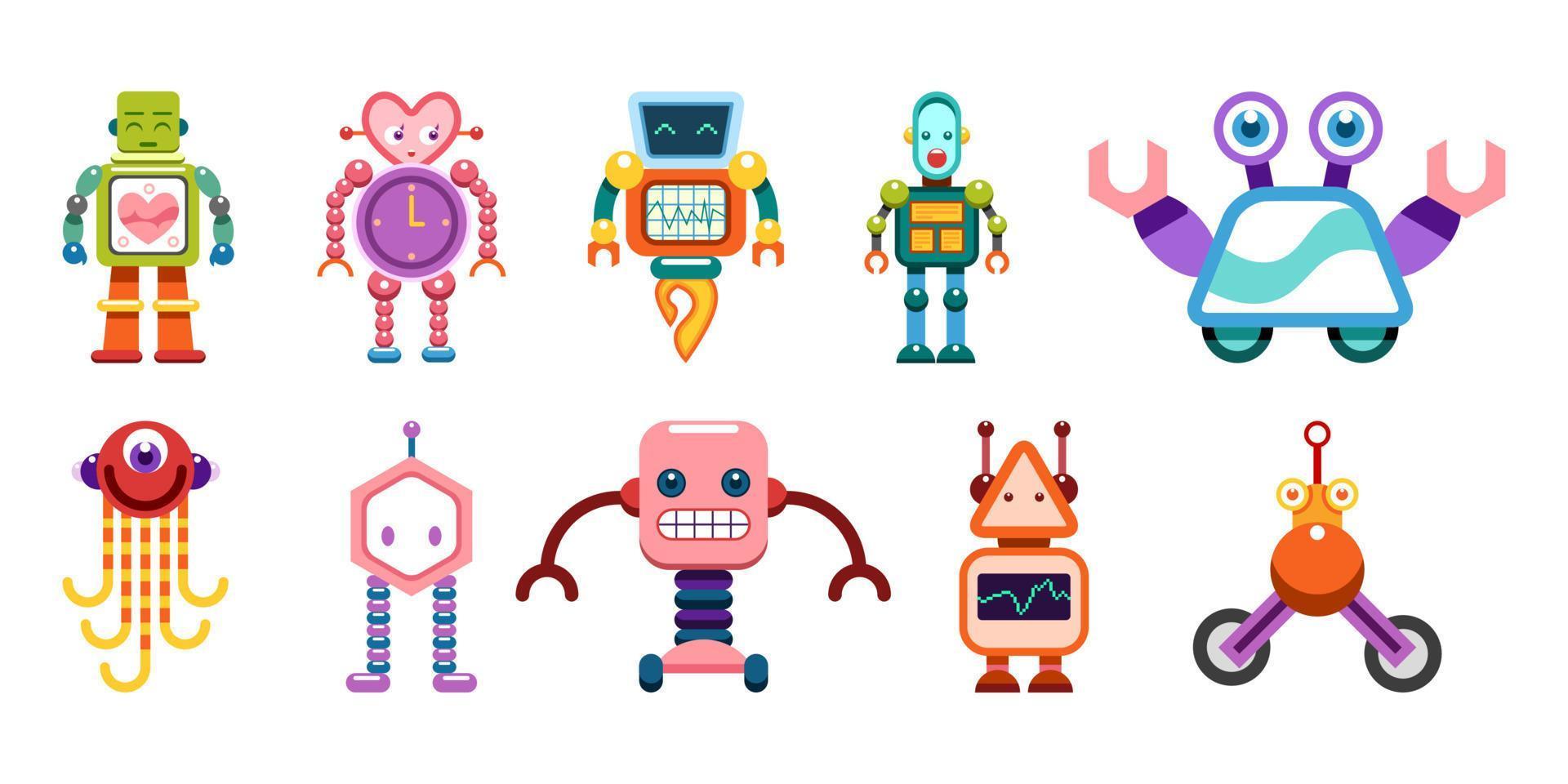 robot vector set collection graphic clipart design