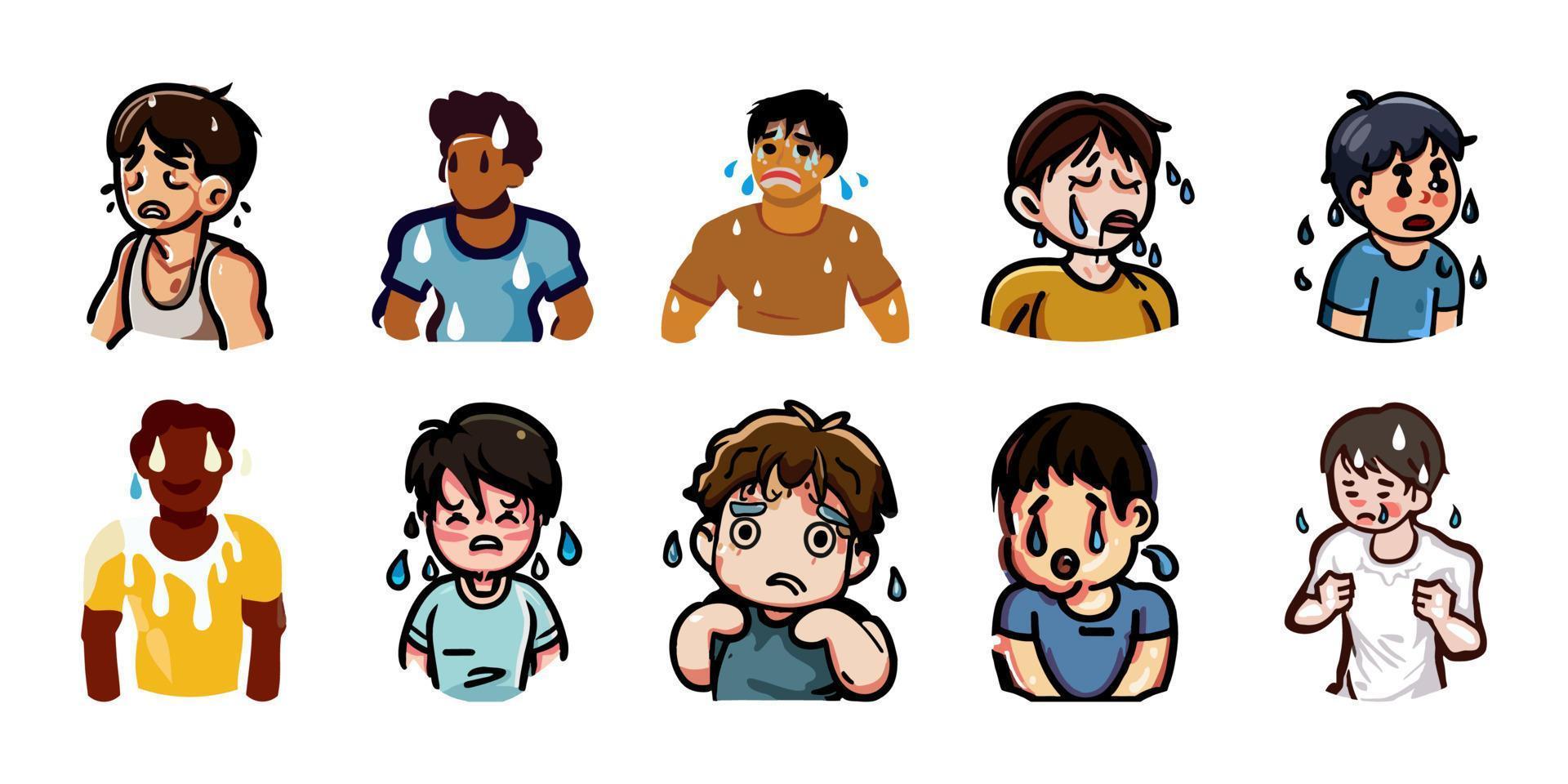 sweaty people vector set collection graphic clipart design