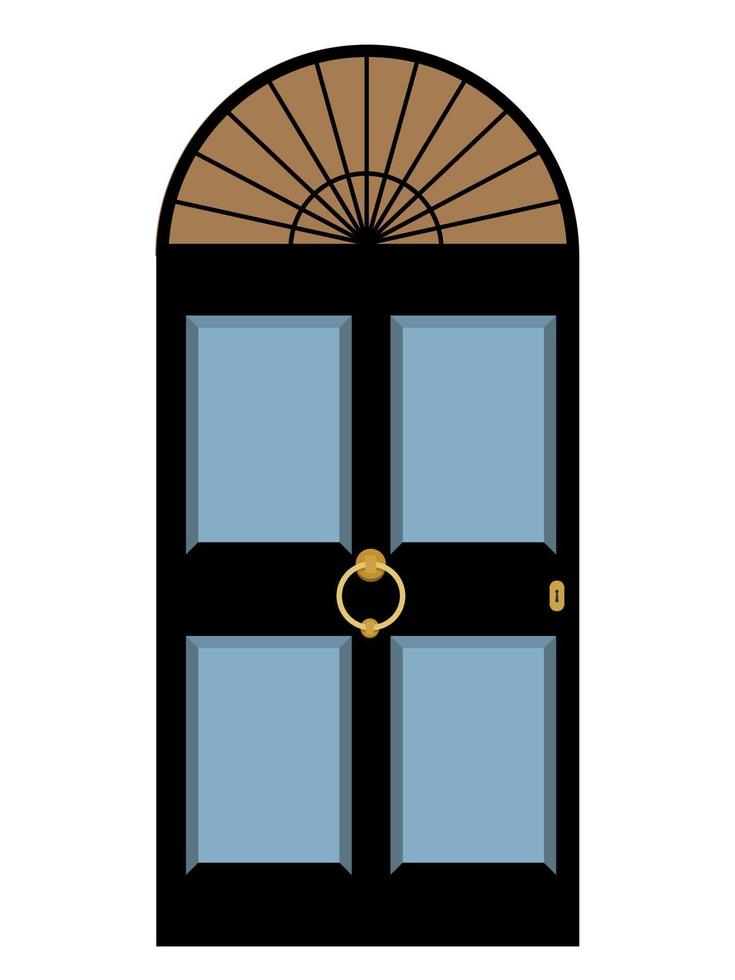 black vintage front door with bell ring vector