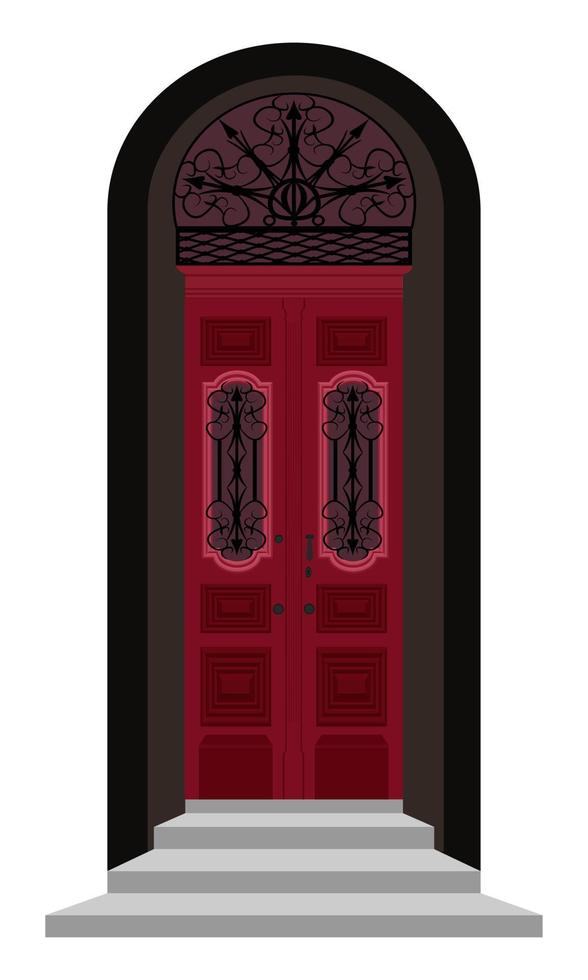 magenta front door with stairs elegant old vintage style entrance decoration vector