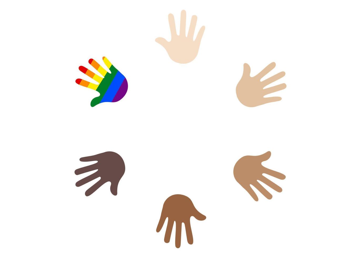 human hands with different skin colors form. no racism. Social inclusion. We are all equal. LGBT vector