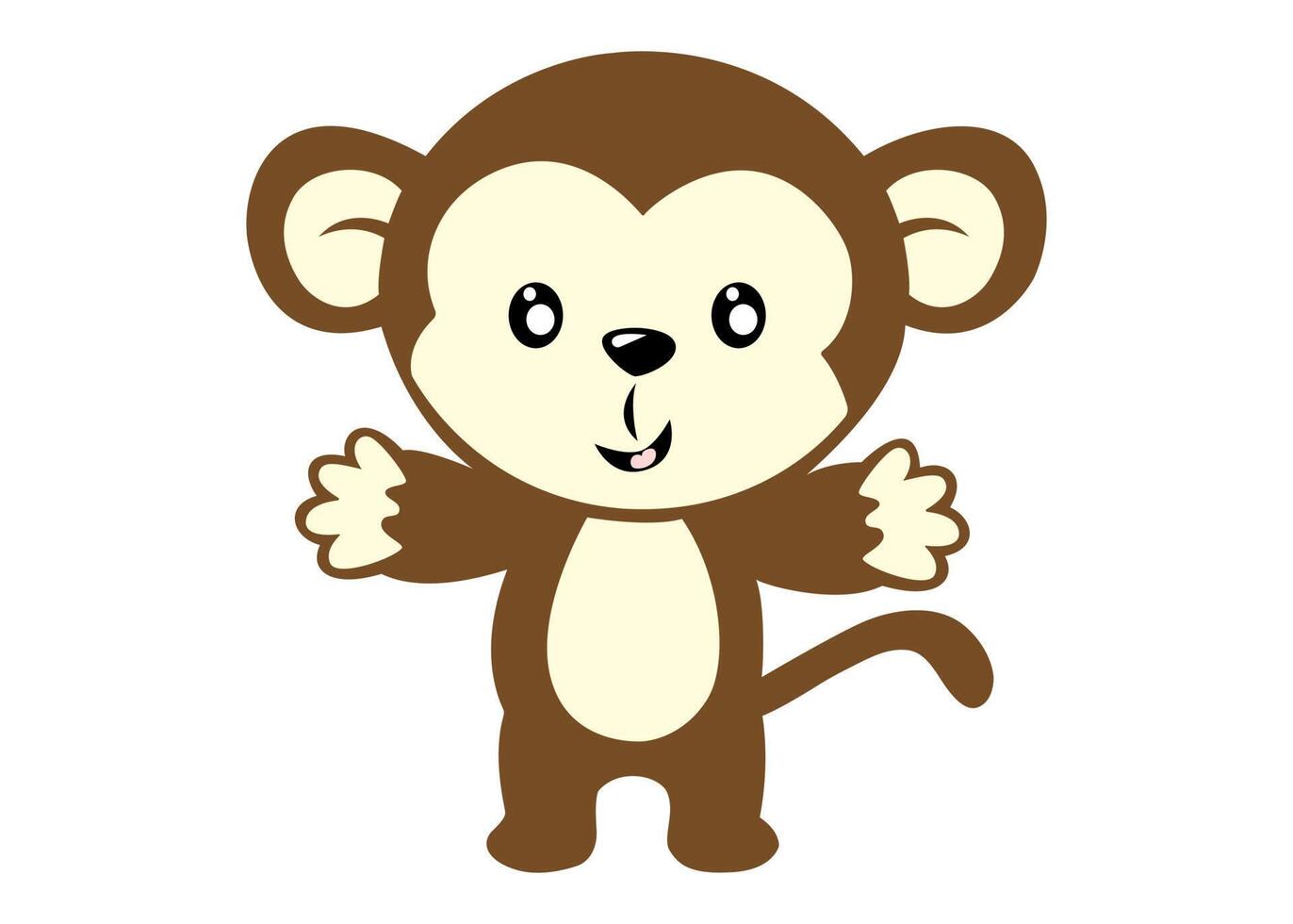 Happy monkey cartoon. hand drawn. cute character. vector clipart. kids illustration simple draw