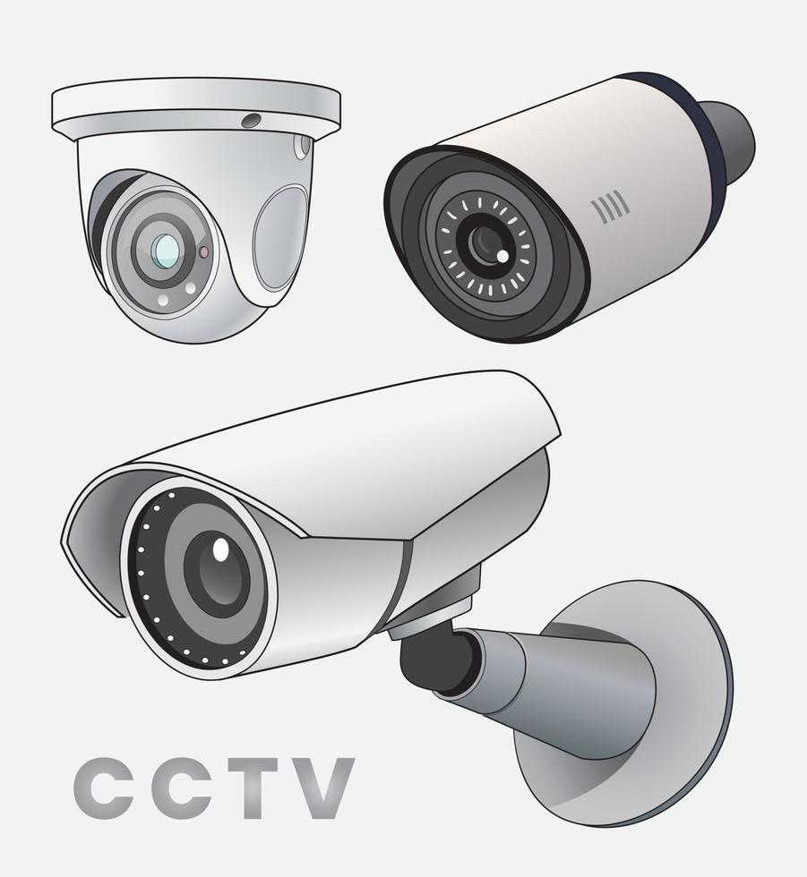 un conjunto de cctv dispositivos ilustración vector