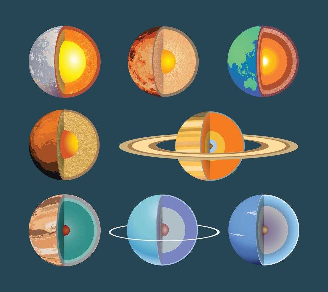 a set of planets layers illustration vector