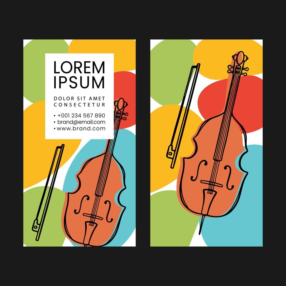 SKETCHED CELLO Music Teacher Business Card Template Vector