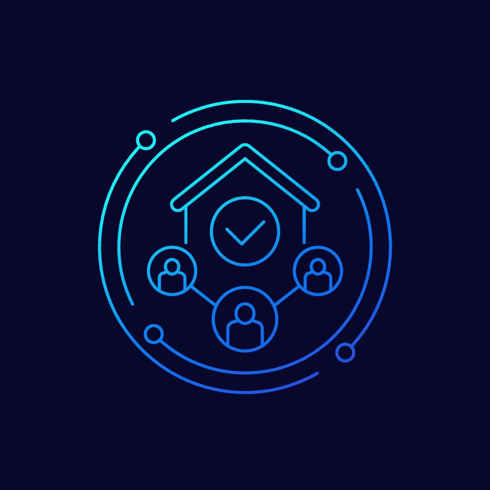 refugee shelter icon, linear design vector