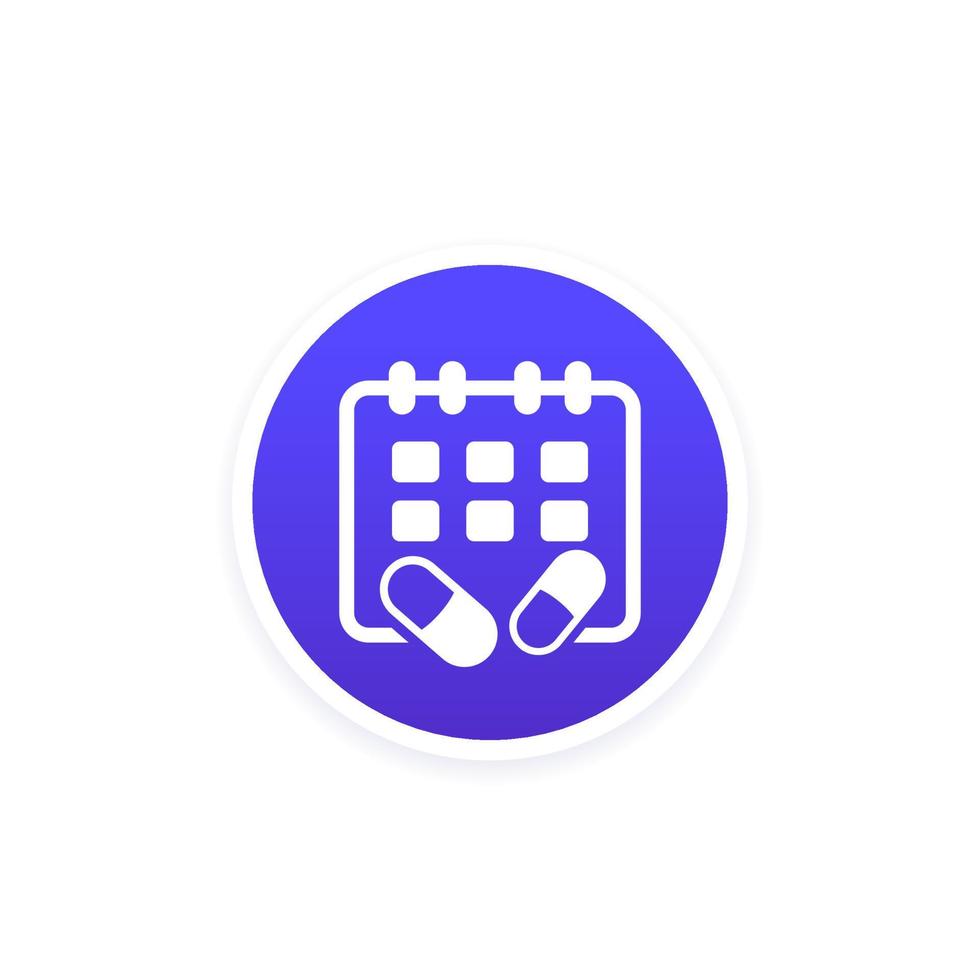 medication schedule vector icon with pills and calendar