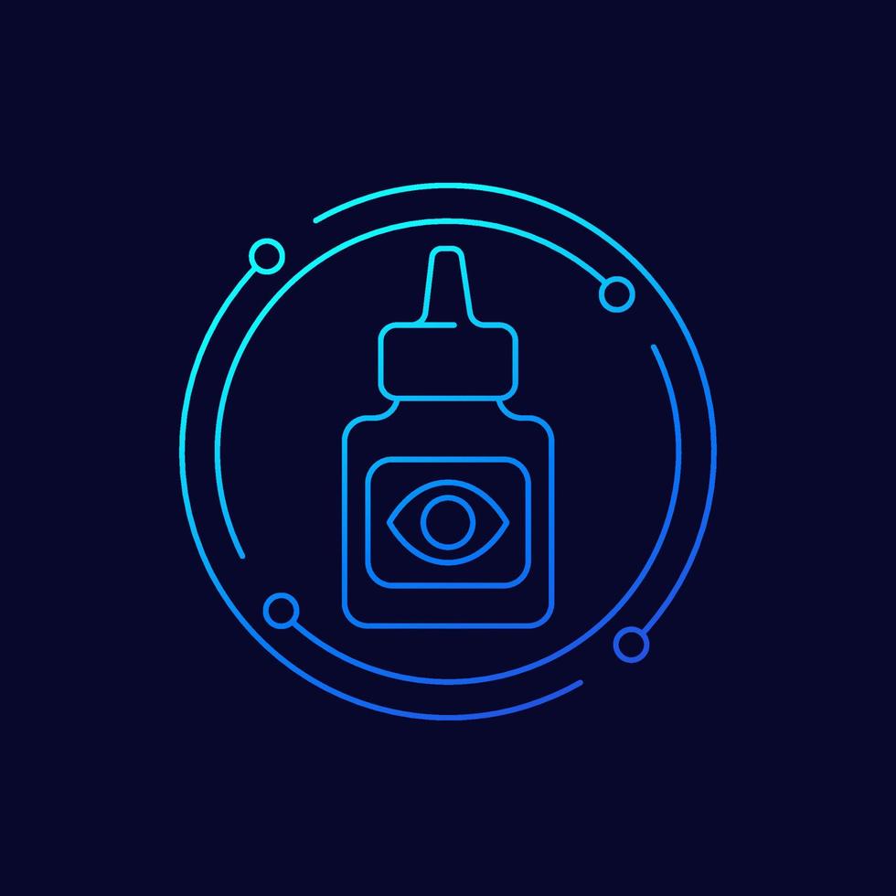 Eye drops icon with a dropper, linear design vector