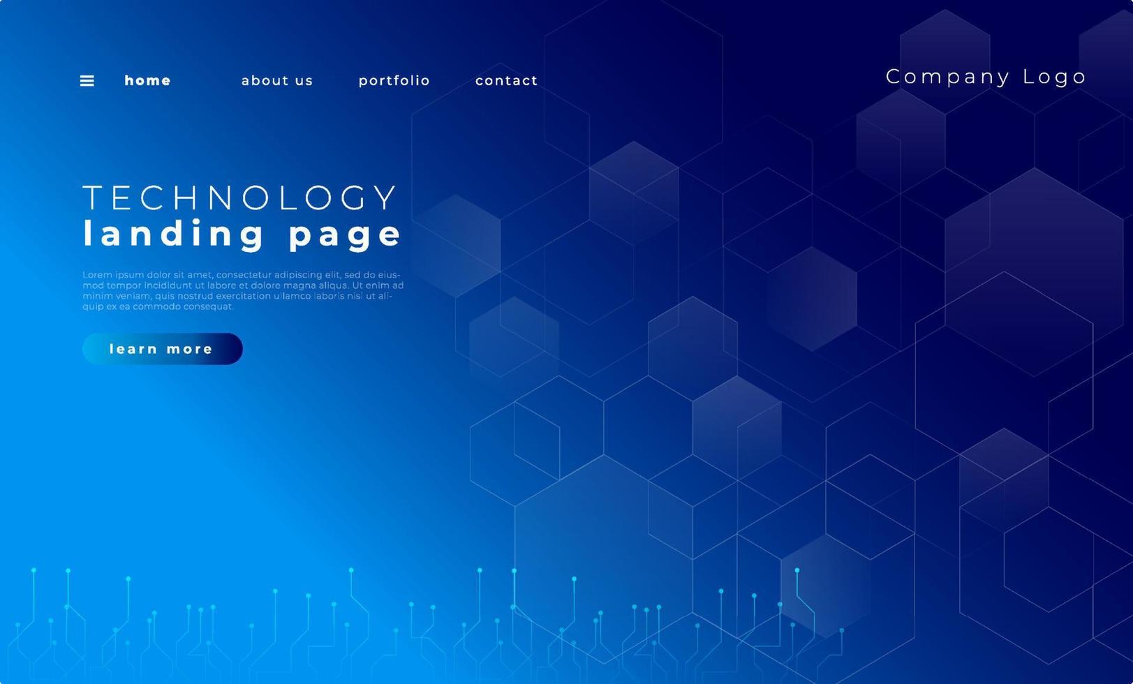 Modern technology landing page template vector. vector