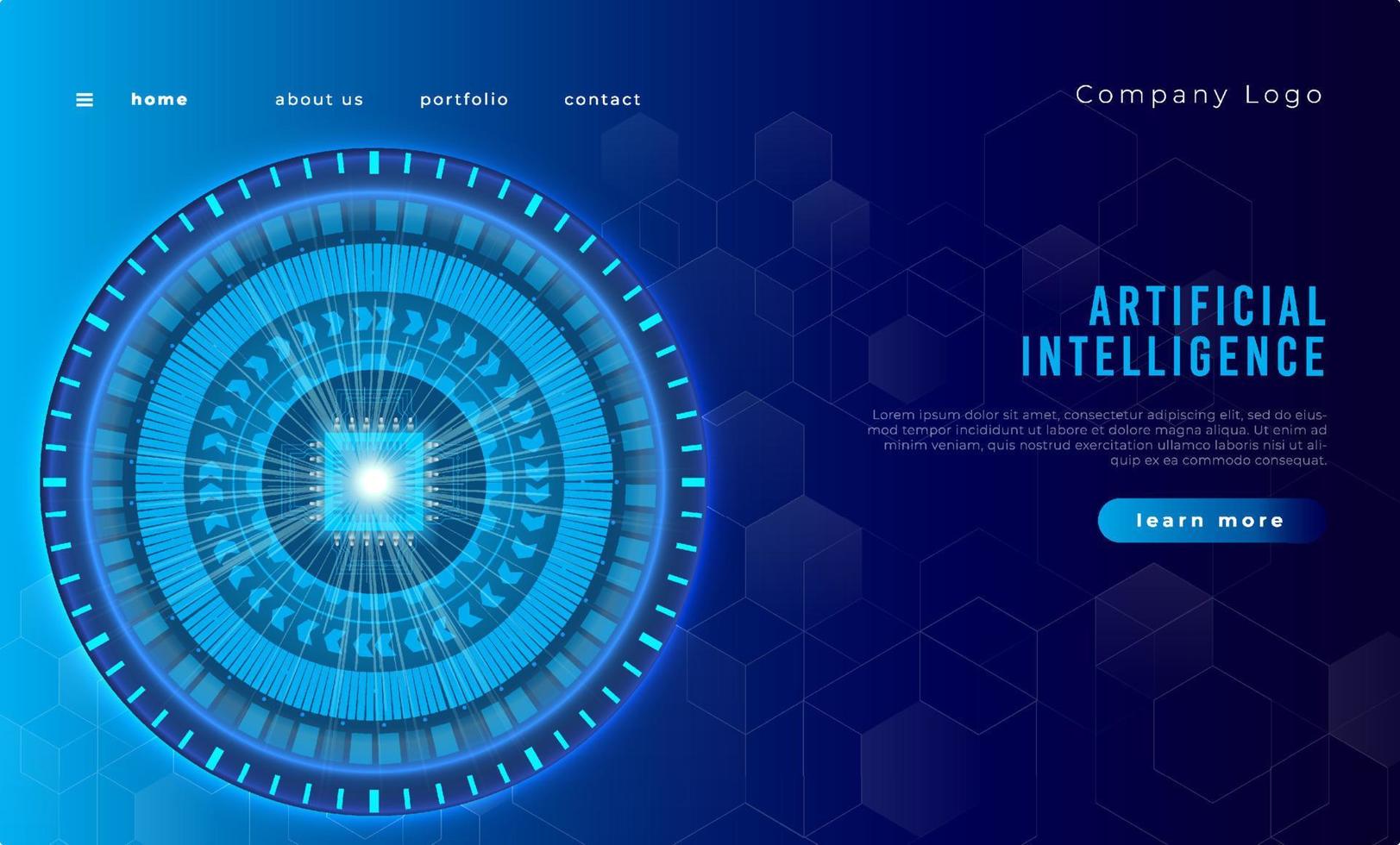 Artificial intelligence landing page template vector. vector
