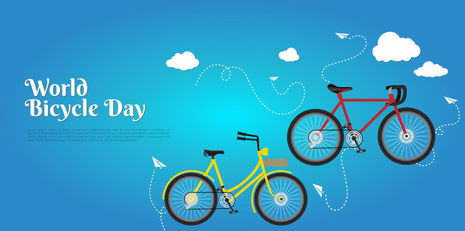 World bicycle day design background vector suitable for poster, social media, banner, flyer and backdrop