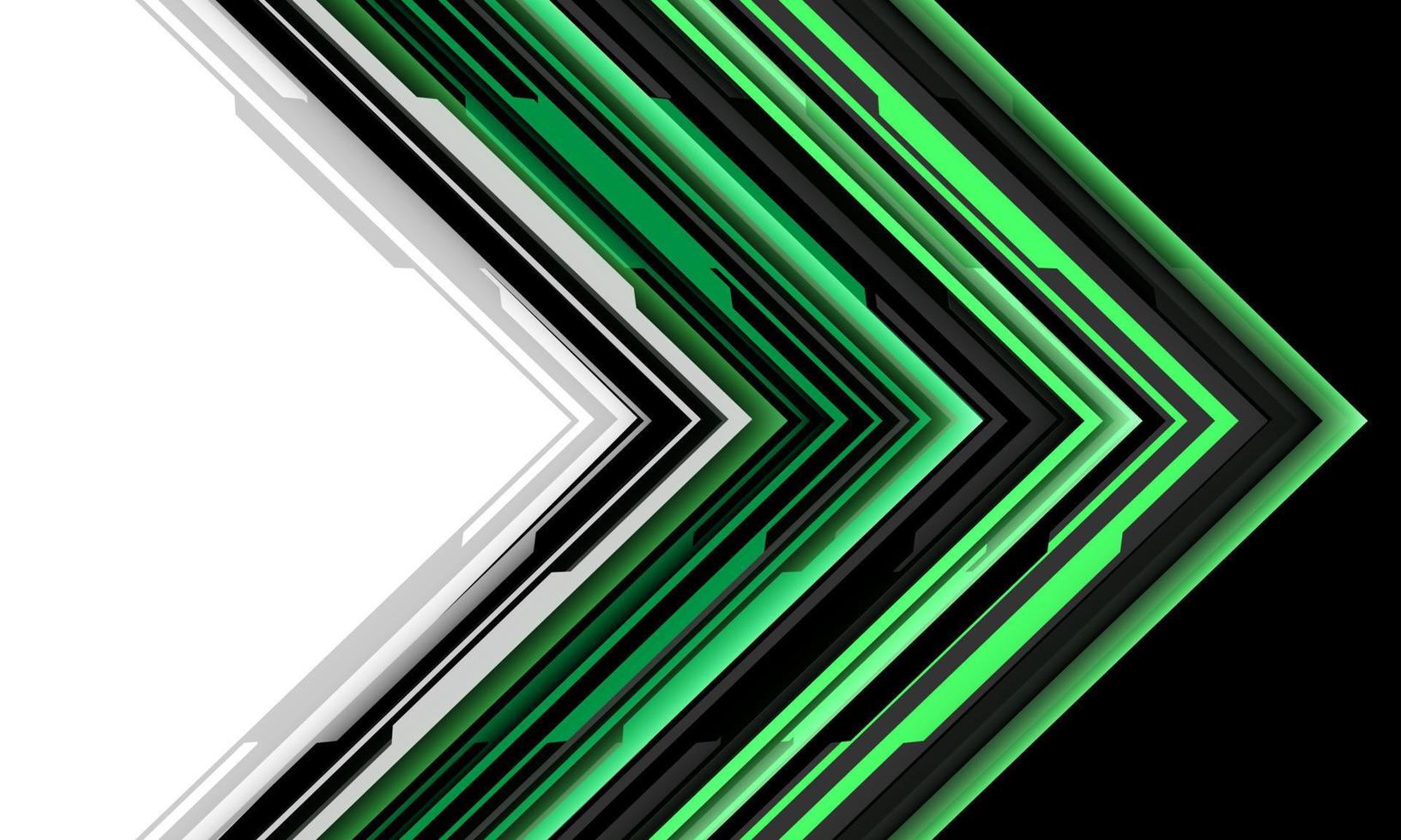 Abstract green black grey arrow cyber circuit pattern direction geometric on white futuristic technology design modern creative background vector