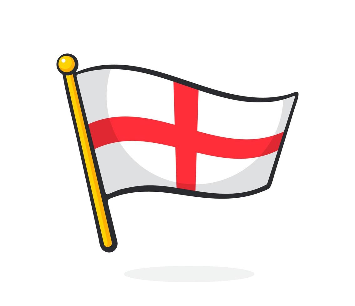 Cartoon illustration of flag of England on flagstaff vector