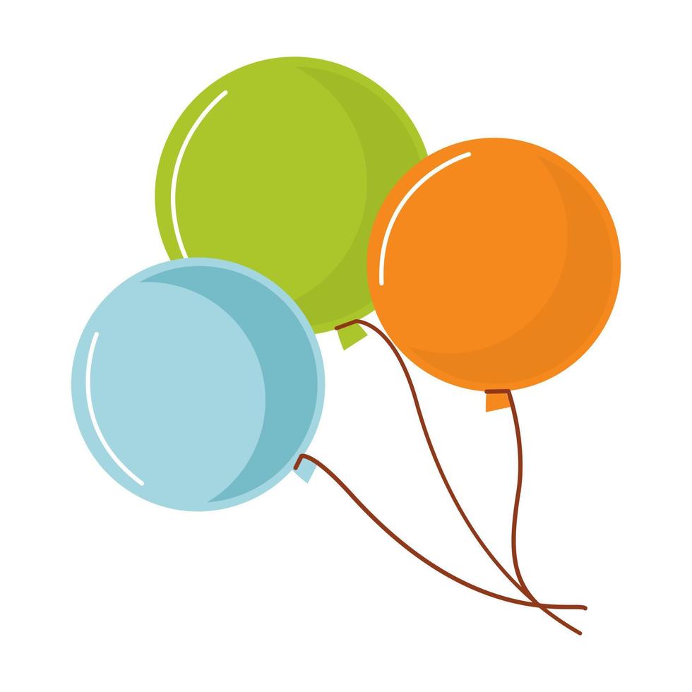 A bunch of balloons in a flat style, isolated on a white background. The concept of the holiday. Vector illustration