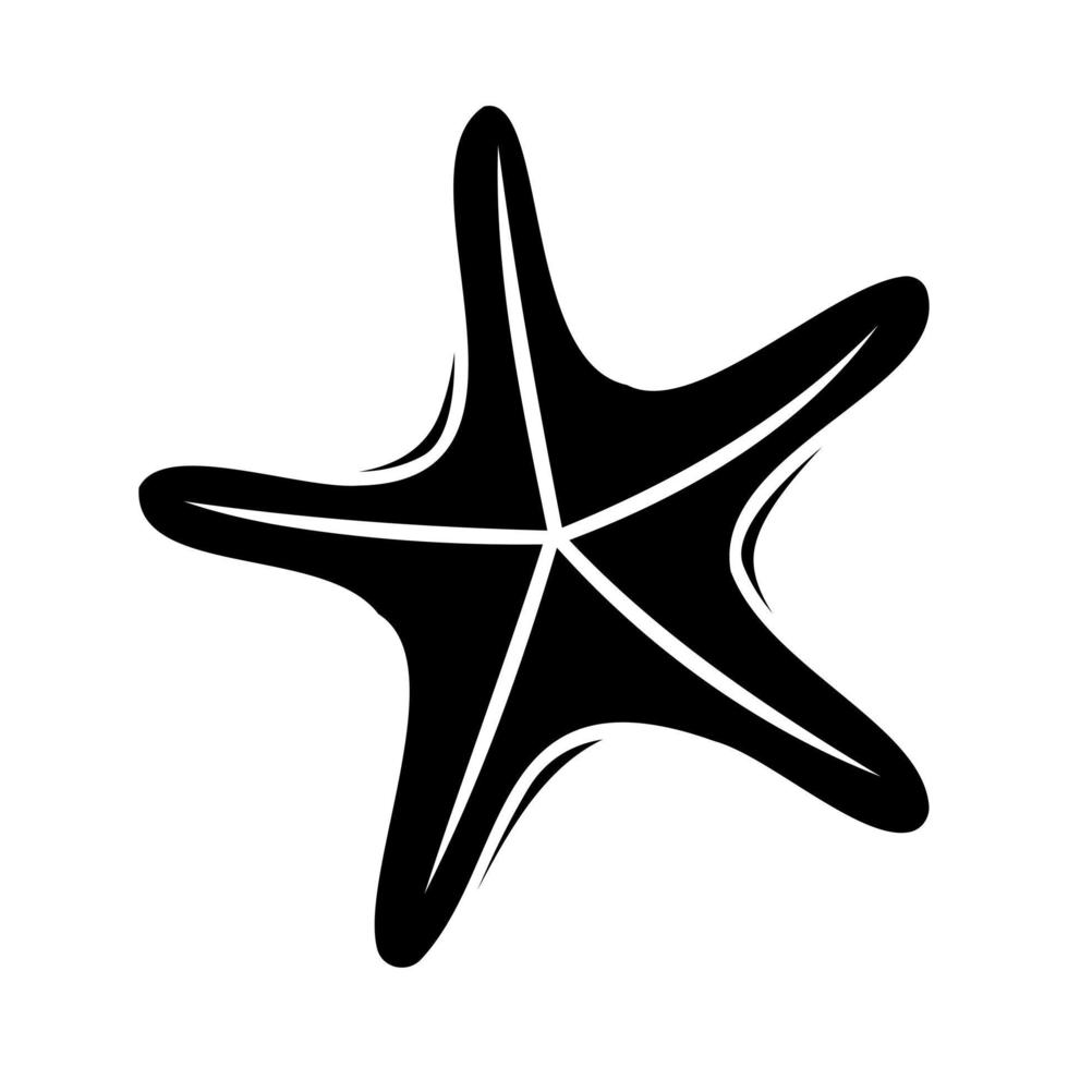 ordinario estrella de mar o estrella de mar marina flora y fauna plano vector icono. silueta de un estrella de mar en negro