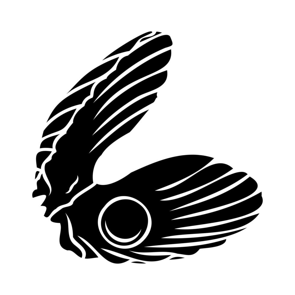 Flat vector icon of a seashell or clam in black. silhouette of a seashell