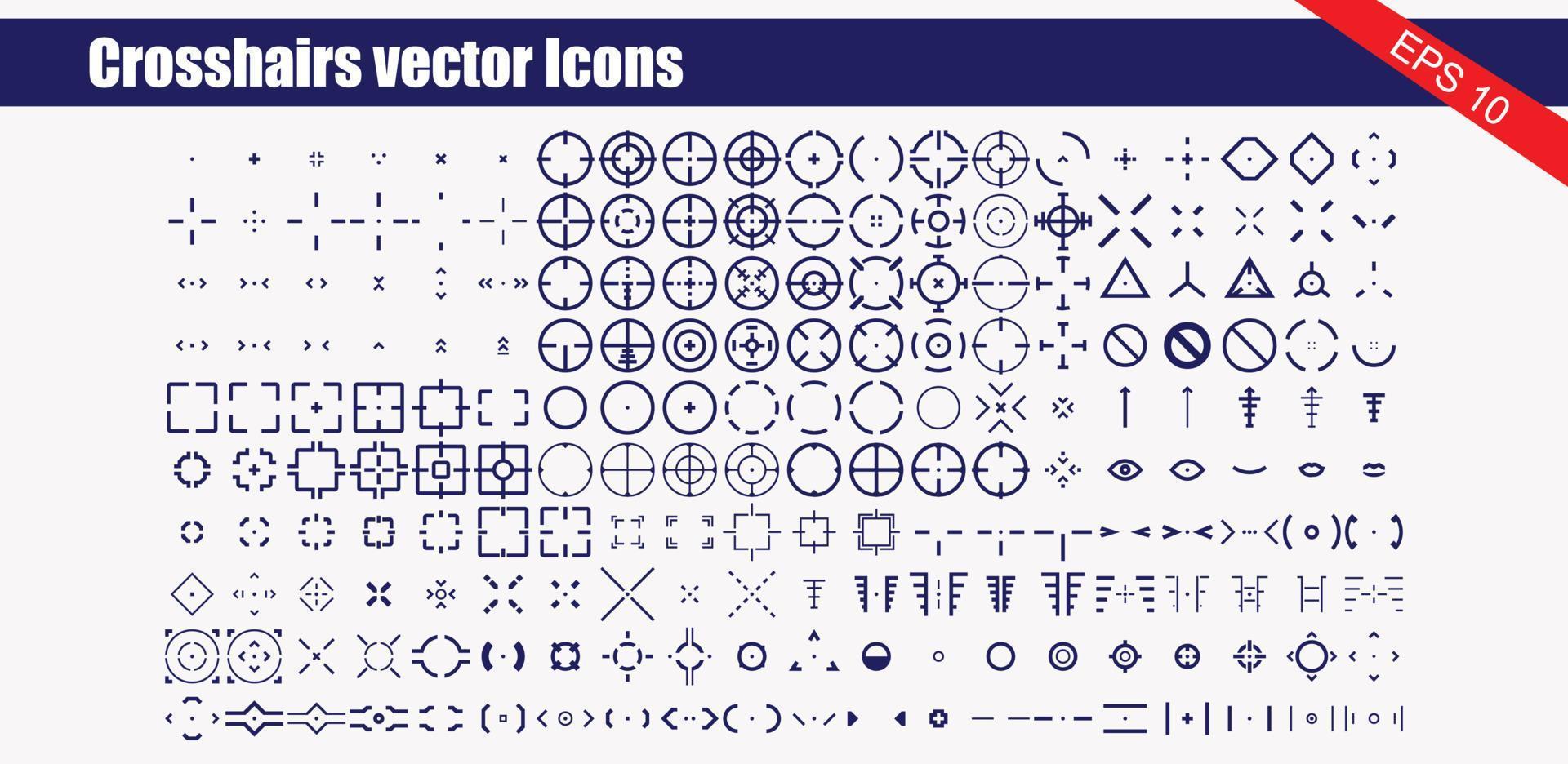 Set of different vector highly detailed crosshairs.