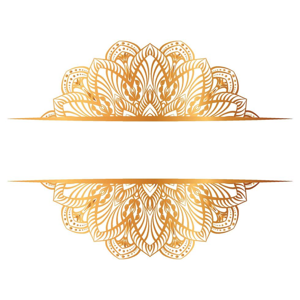 Luxury White Golden Mandala Elegant Ornament Islamic Banner Title Frame Text Box Border vector