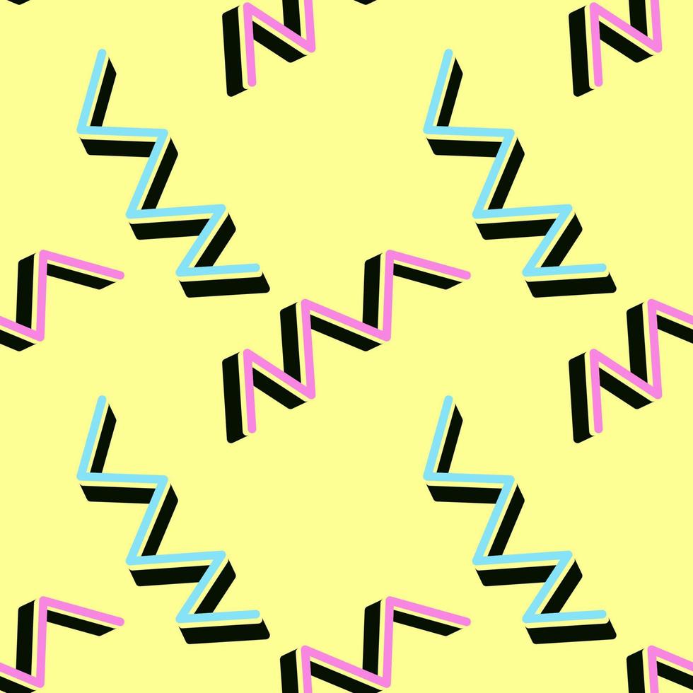 90s seamless pattern squiggle scribble. Retro Memphis style. Abstract geometric shape. vector