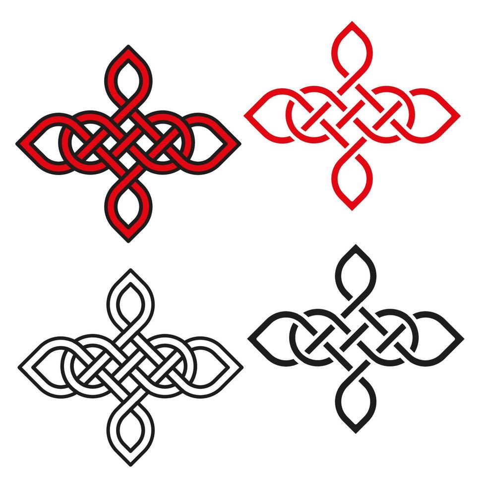 Four Point Celtic Bevel Cluster Tattoo Pattern Line Art vector