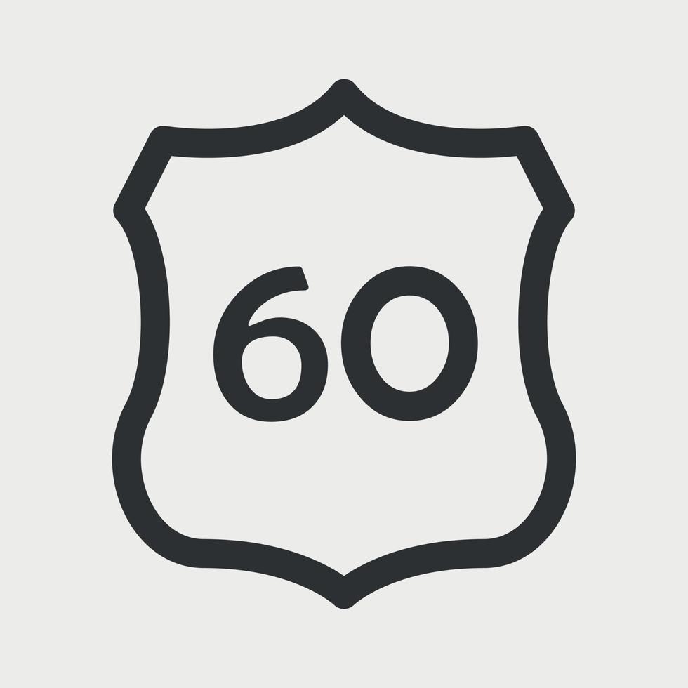 US 60 highway road. Travel inforamtion sign. Interstate highway shields used in the US. Vector illustartion