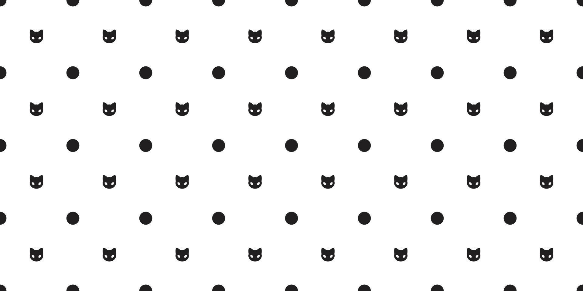 Cat seamless pattern vector kitten polka dot isolated doodle white wallpaper background