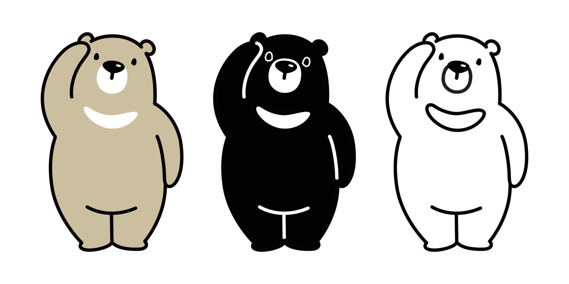 oso vector logo icono polar oso panda osito de peluche ilustración personaje dibujos animados garabatear