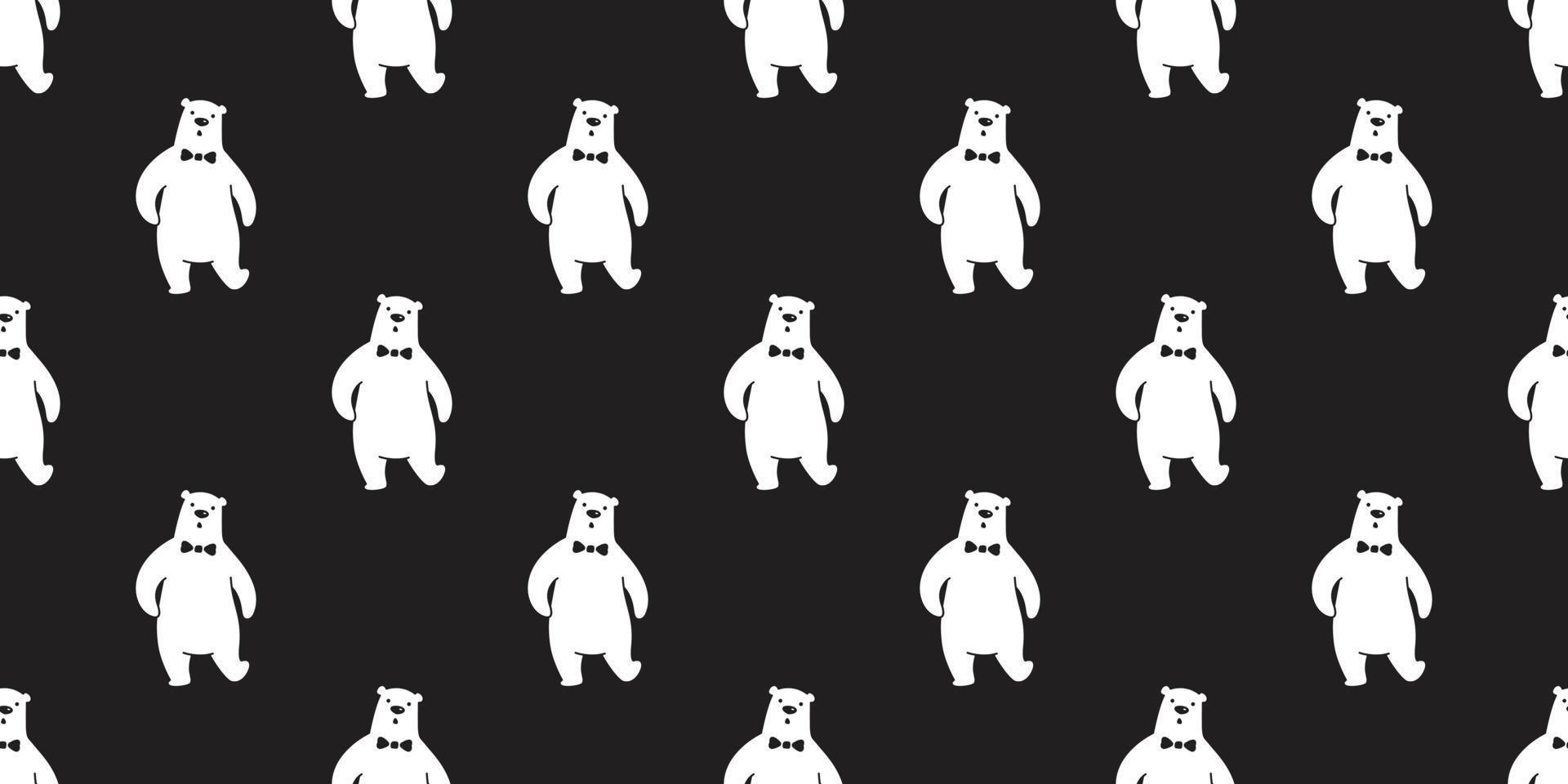 Bear seamless pattern vector panda polar bear bow tie isolated teddy background wallpaper black