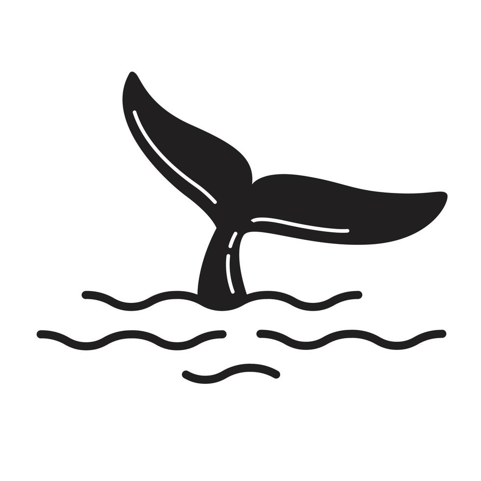 tiburón cola vector logo icono delfín ballena dibujos animados Oceano mar símbolo ilustración garabatear