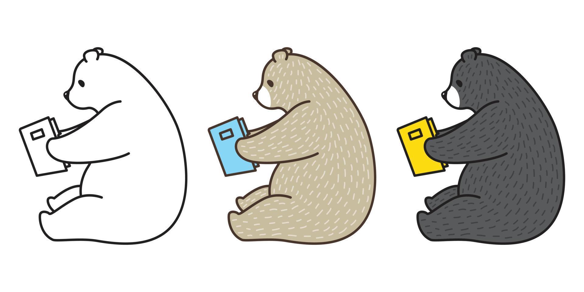 bear vector polar bear icon logo panda illustration reading book character cartoon doodle
