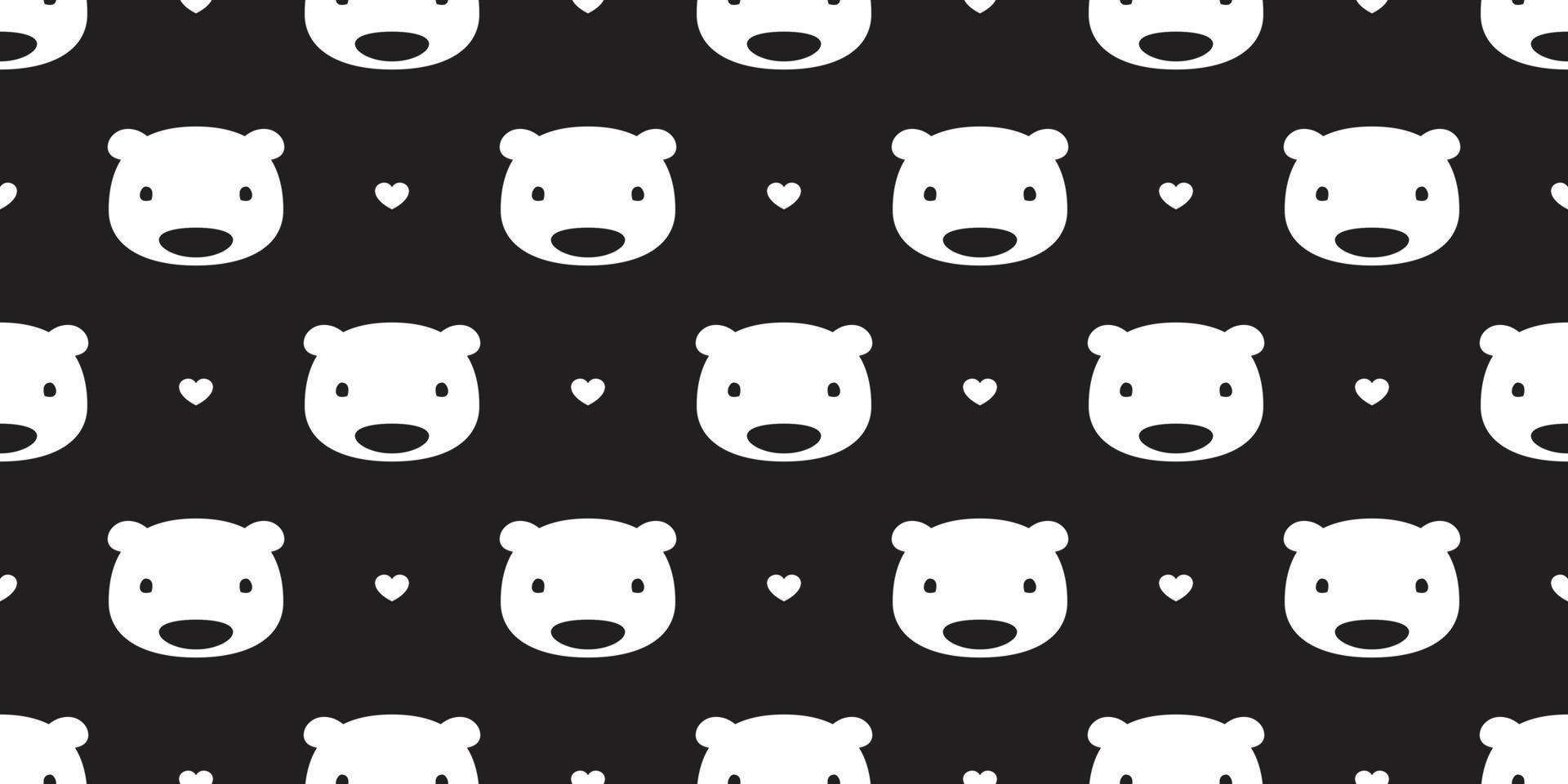 oso sin costura modelo vector polar oso panda corazón enamorado aislado amor fondo de pantalla antecedentes negro