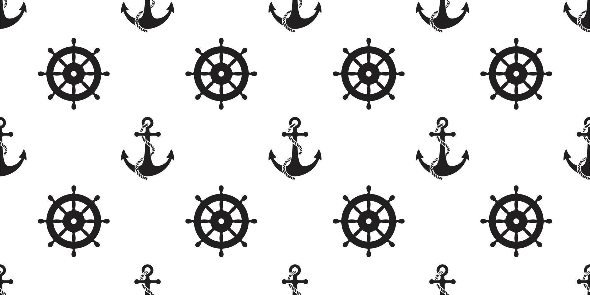 Anchor helm seamless pattern vector Nautical maritime sea ocean boat isolated background wallpaper