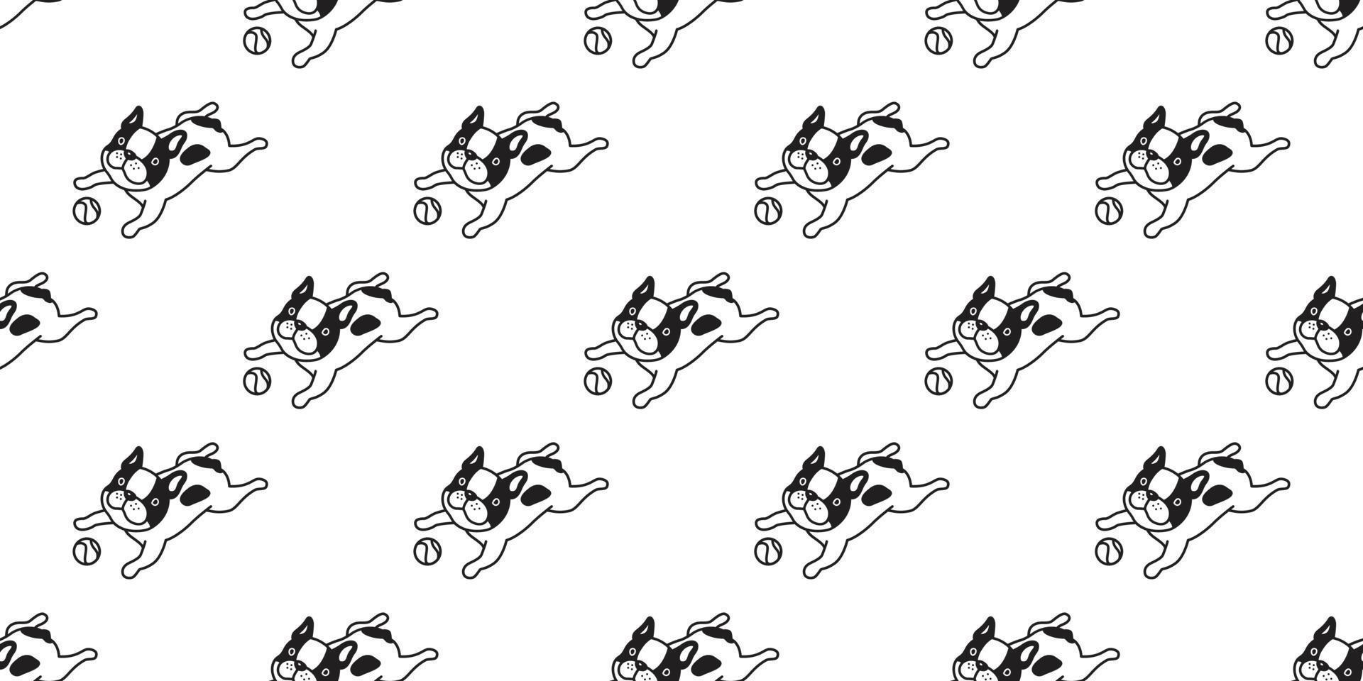 Dog seamless pattern vector french bulldog isolated puppy ball bone wallpaper background