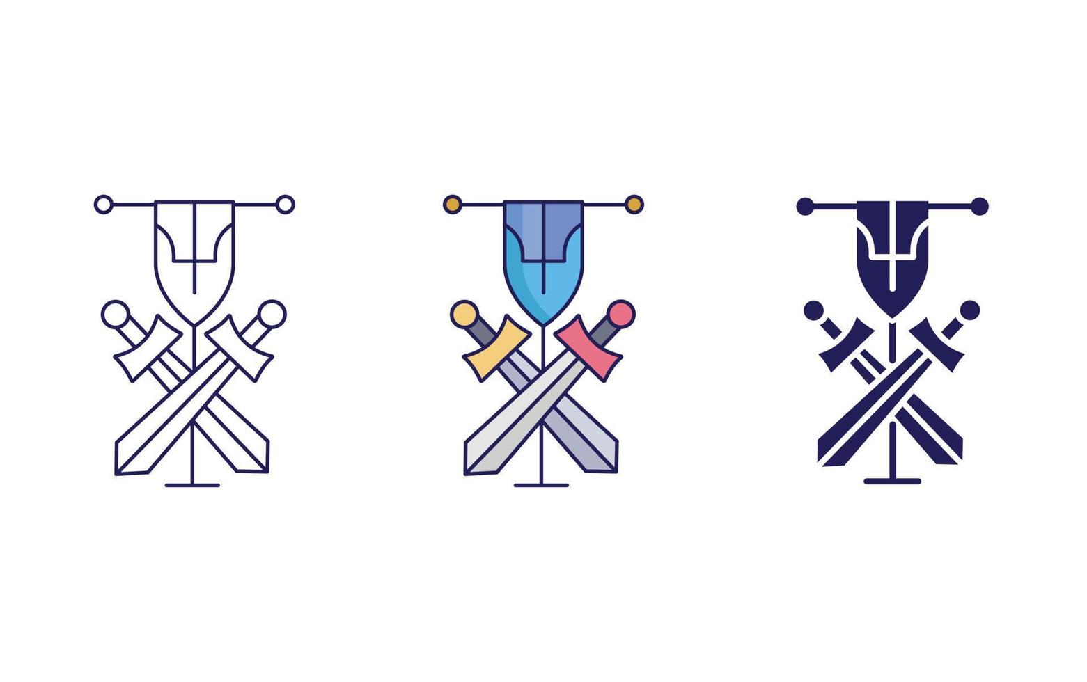 espada y bandera vector icono