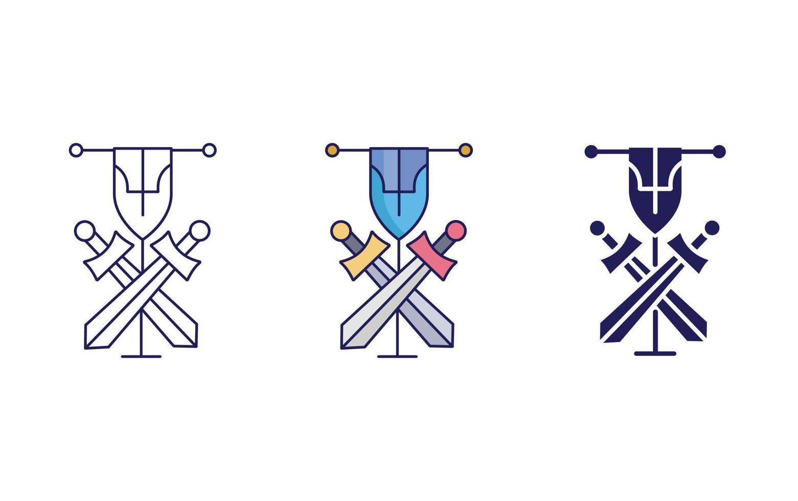 Sword and flag vector icon