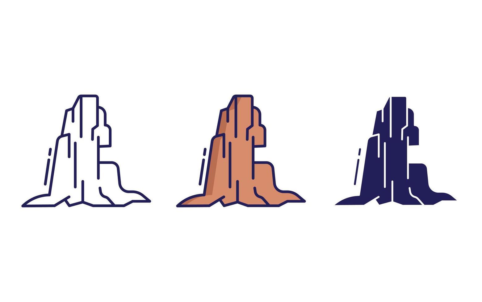 meseta montañas vector icono