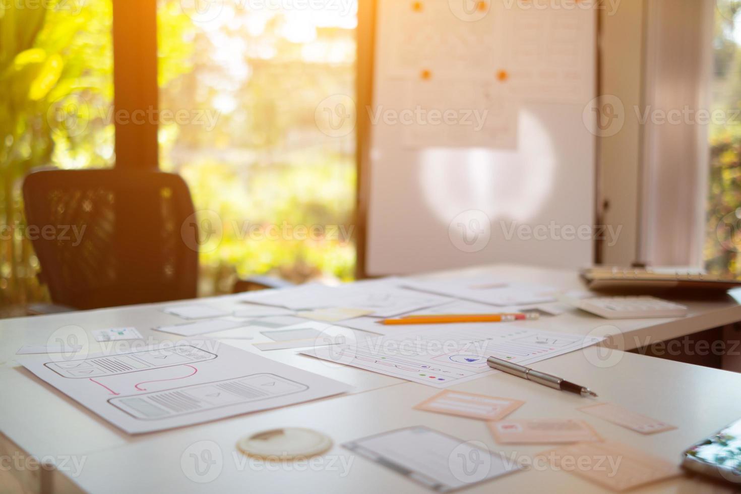 Mobile application developers are designing a ux ui system to make the display on the phone screen go smoothly because the ux ui system in a mobile phone affects the operation of various applications. photo