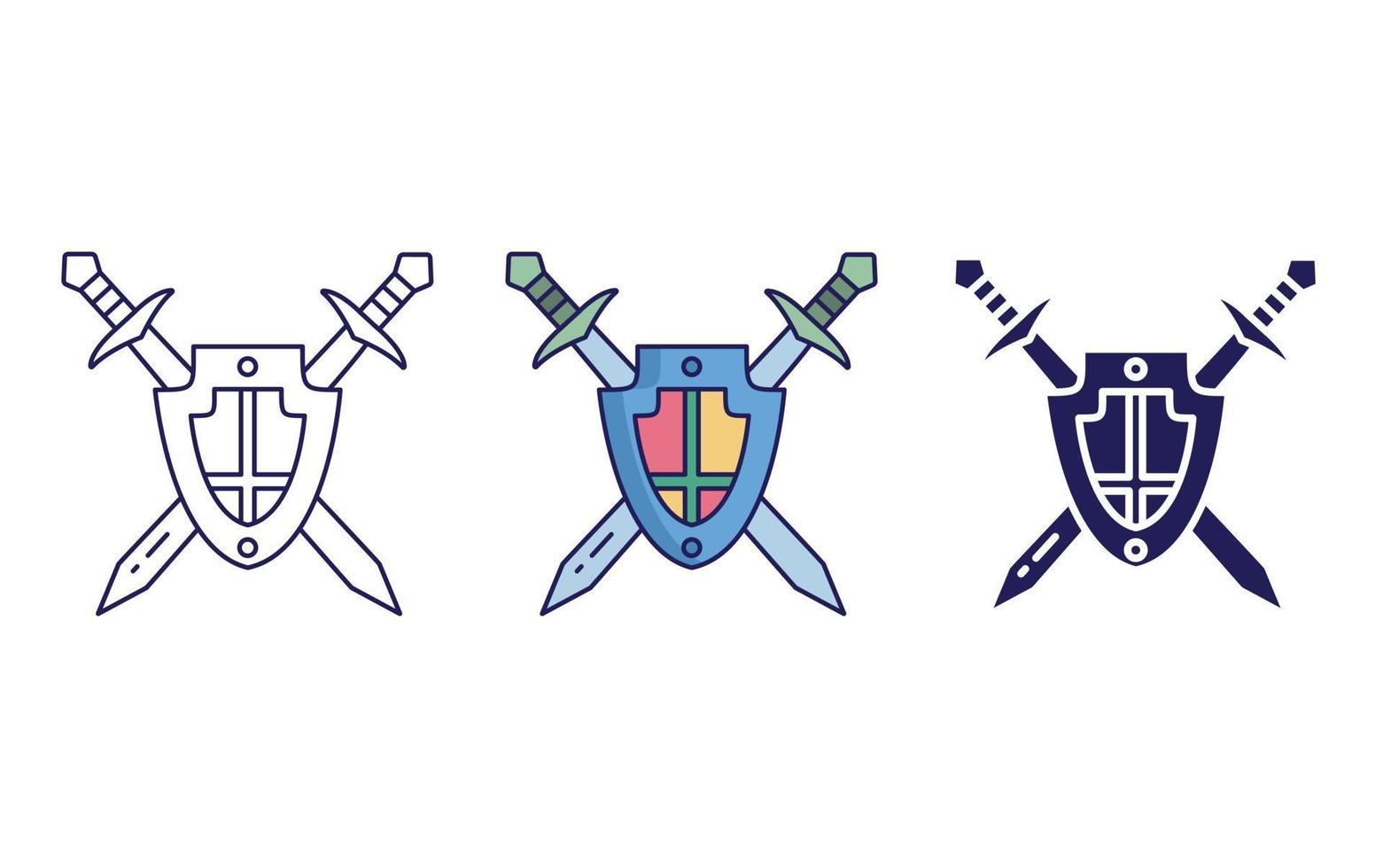 Knight Shield and Sword  vector icon