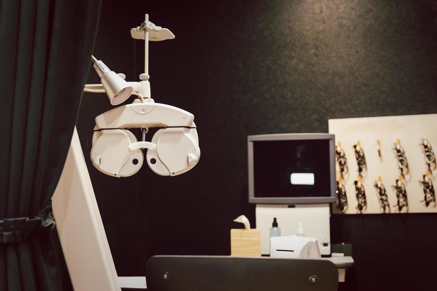 Empty room with special  ophthalmology professional equipment in a operating room. photo