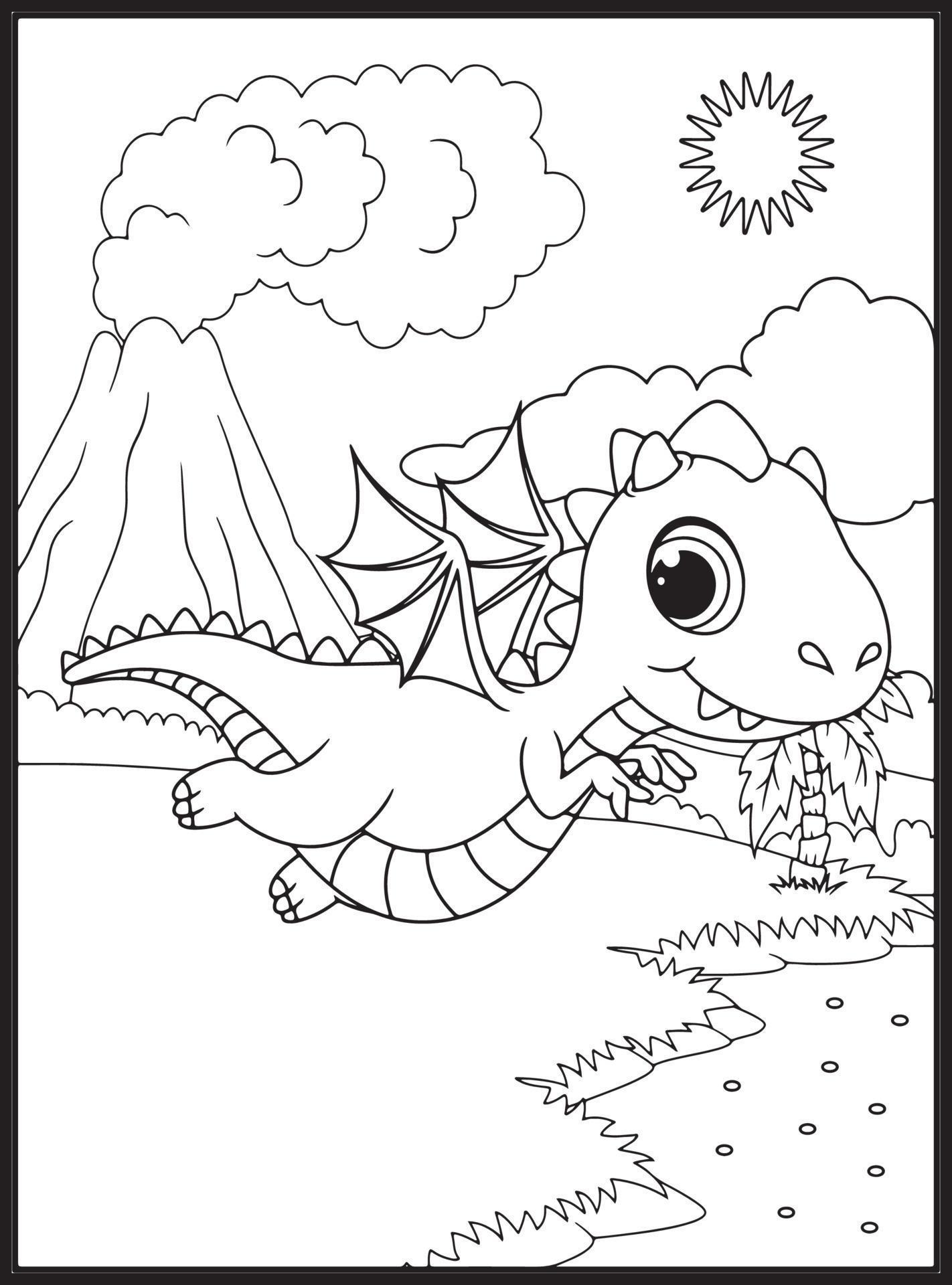 Dragon Coloring Pages for Kids 23159023 Vector Art at Vecteezy