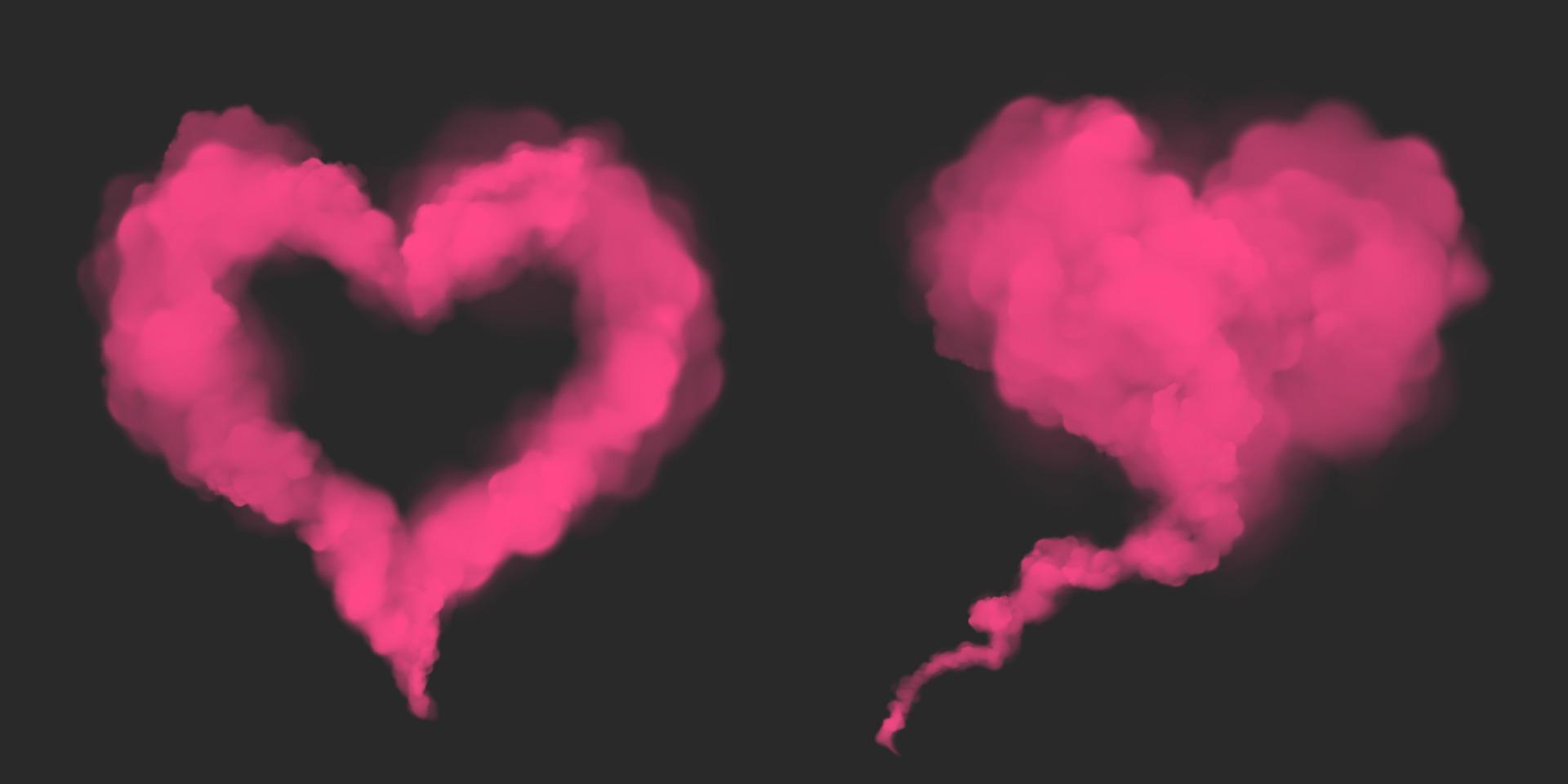 Vector realistic pink smoke in heart shape