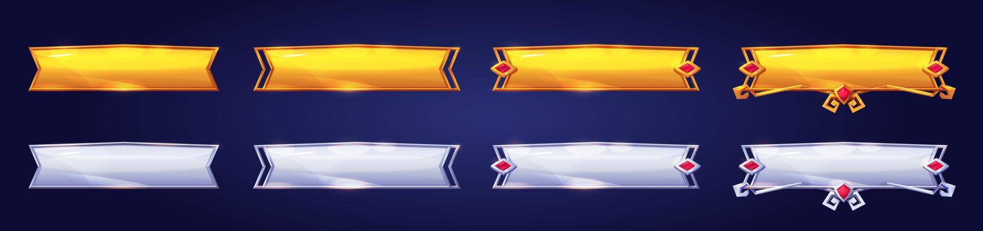 Buttons with fantasy frame for game UI design vector