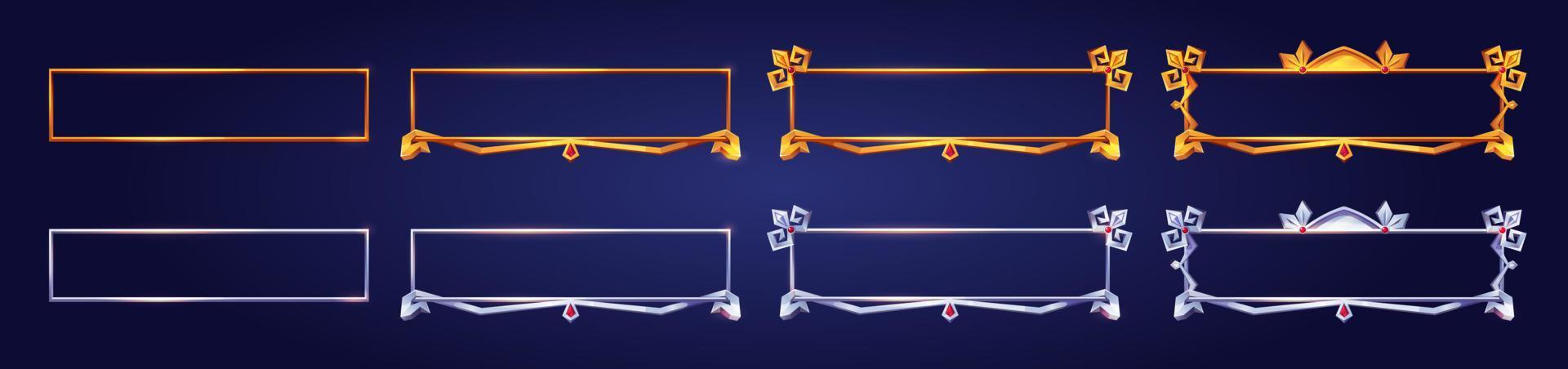 Cartoon set of medieval frames for game ui design vector