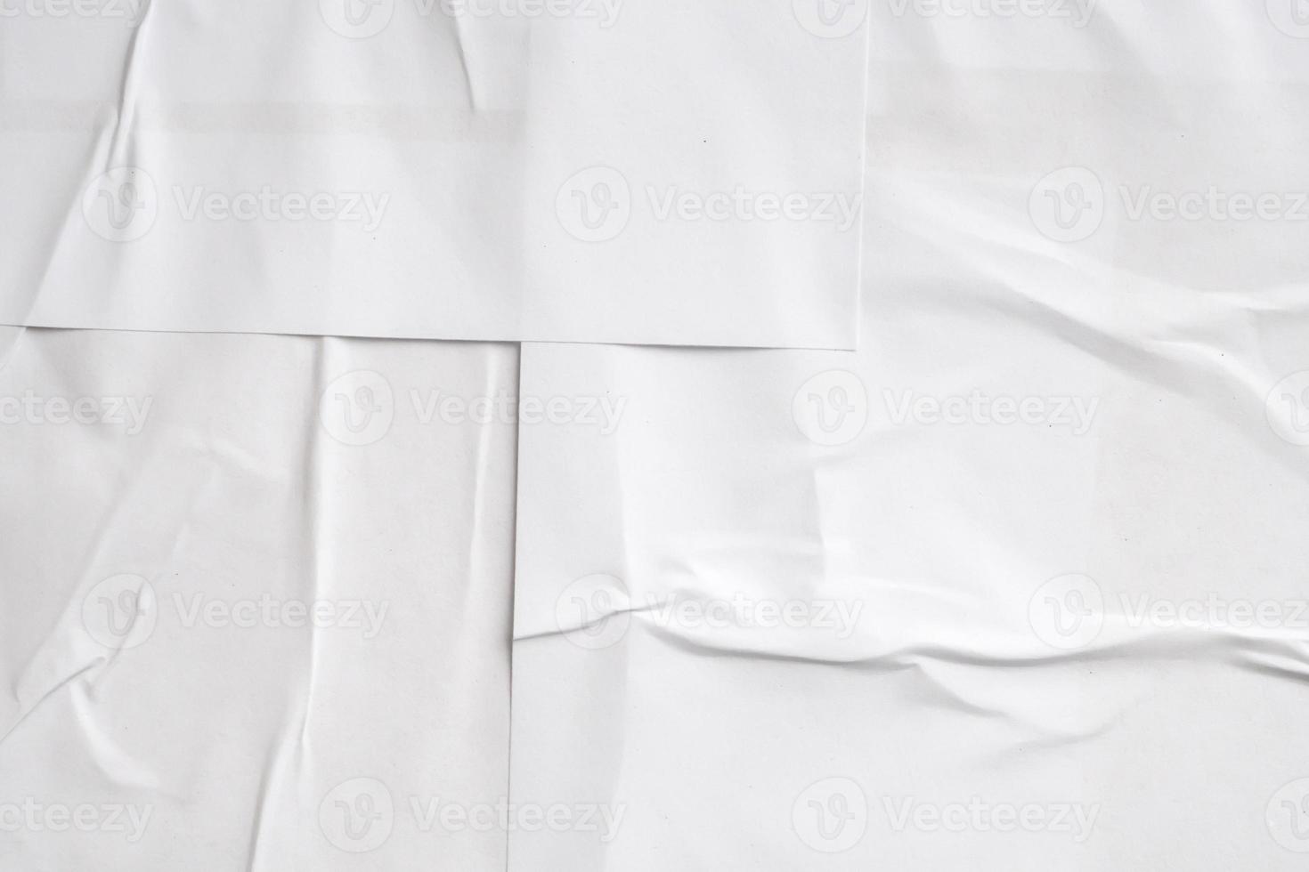 White blank crumpled and creased paper poster texture background photo