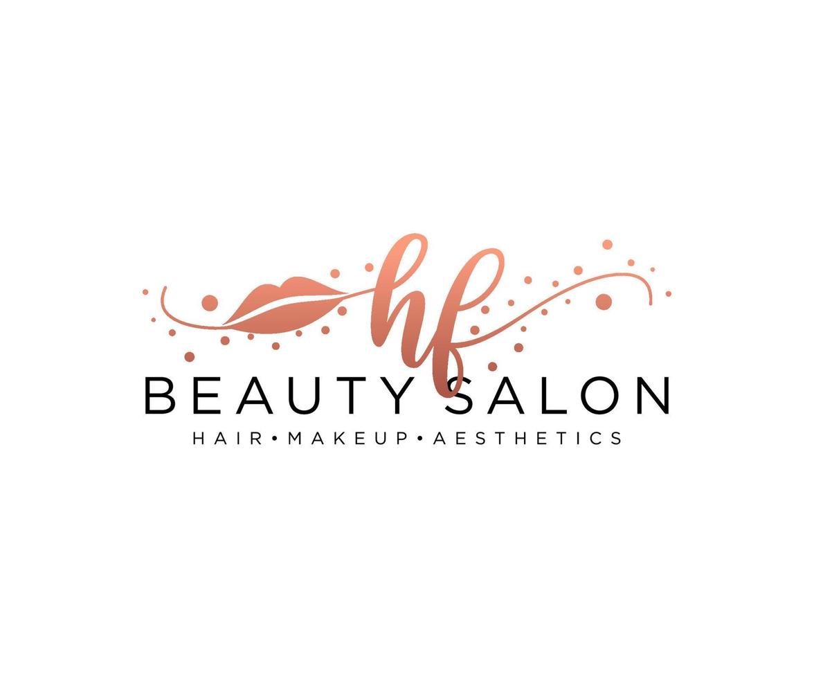 Initial HF feminine logo collections template. handwriting logo of initial signature, wedding, fashion, jewerly, boutique, floral and botanical with creative template for any company or business. vector
