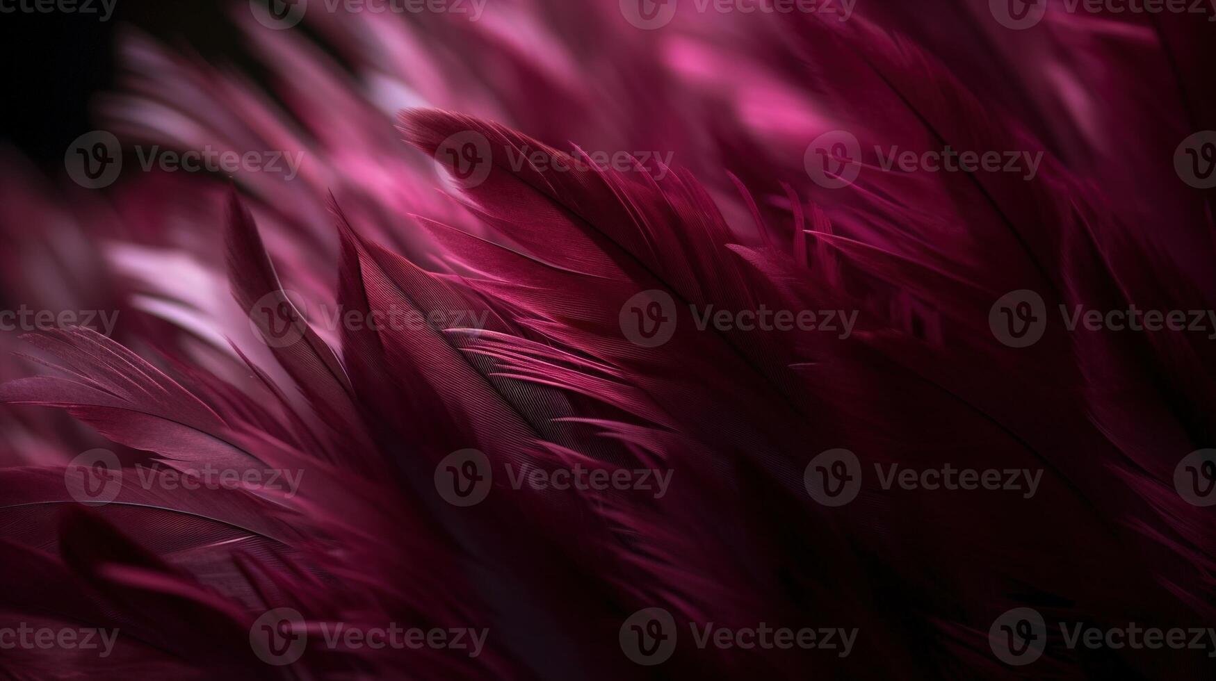 , Beautiful viva magenta pink closeup feathers, photorealistic background. Small fluffy pink feathers randomly scattered forming photo