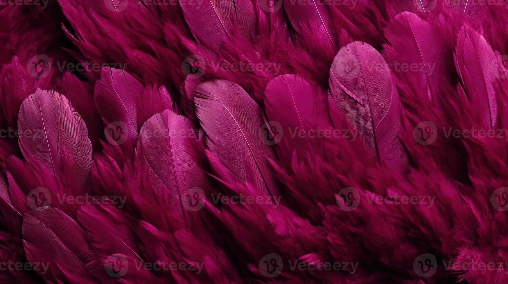 , Beautiful viva magenta pink closeup feathers, photorealistic background. Small fluffy pink feathers randomly scattered forming photo